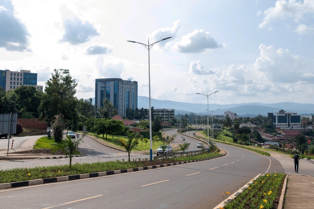 Kigali i april 2020, stille på veiene på grunn av lockdown for å forhindre spredning av covid-19-viruset. 